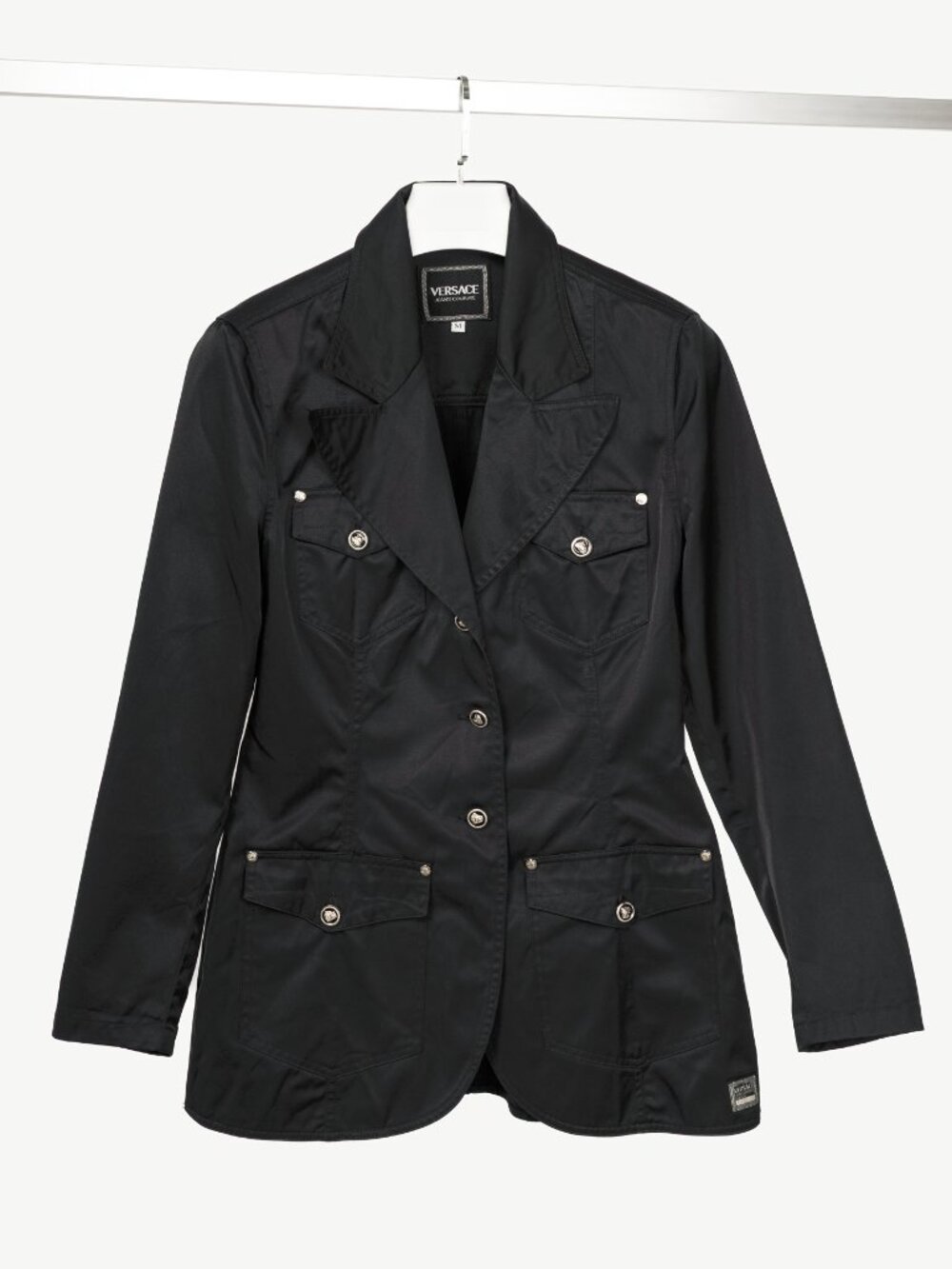 Versace Jeans Couture Black Cotton & Nylon Twill Utility Blazer